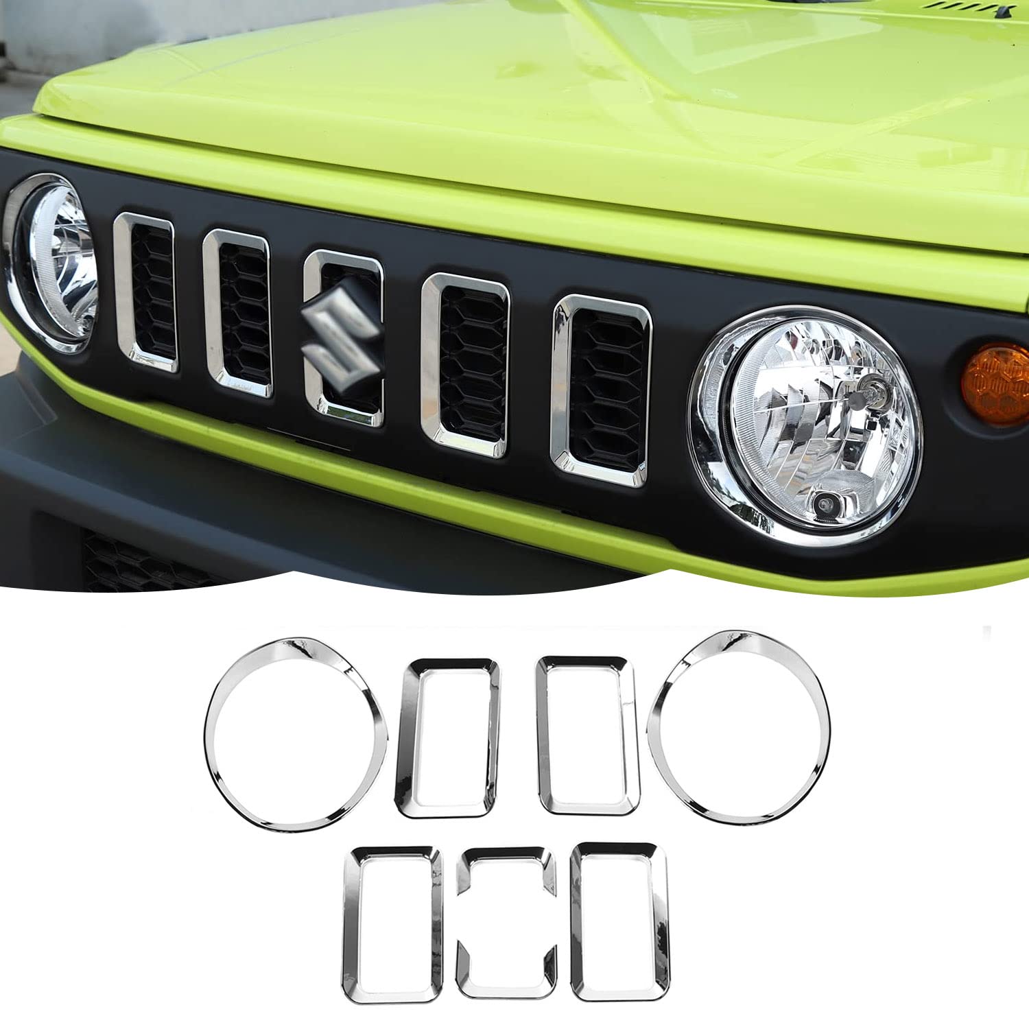 

ANTC Накладка на фару Накладка на решетку Suzuki Jimny Экстерьер Jimny Sierra JB64 JB74 2019+ Автомобиль серебряный