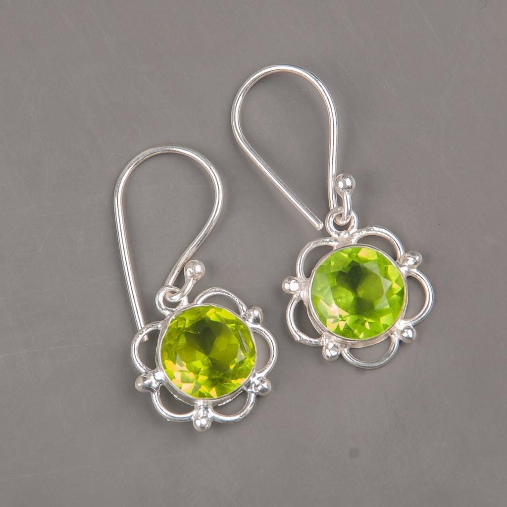 Peridot Gemstone 925 Sterling Silver Gift Jewelry Handmade Earrings1.40" For Her EE-56-4