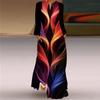 2025 Autumn New Women's Blue Chinese Dragon Pattern Long Sleeves Pocket Dress Stage Show Performance Costume
