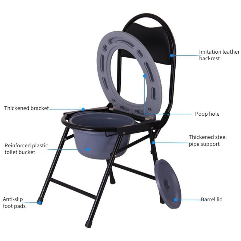150KG Load Bearing Foldable Toilet Seat  Household Elderly Toilet Chair Pregnant Woman Portable Mobile Toilet Stool Chair
