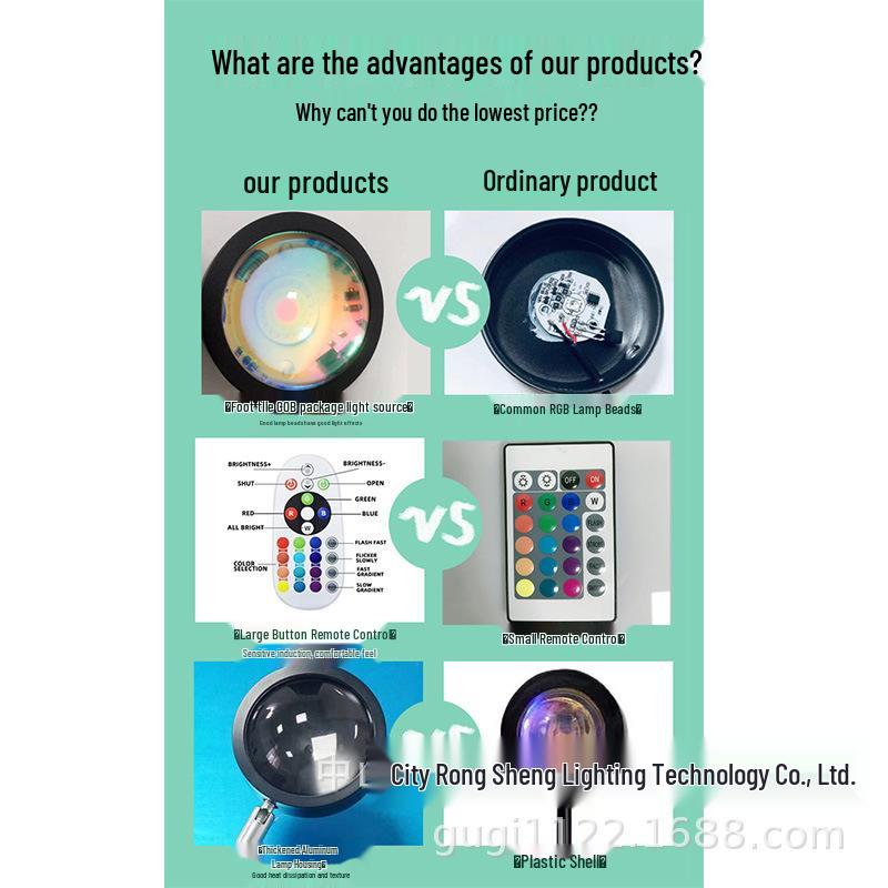 Sunset Projection Table Lamp with Remote & App | RGB 16-Color Atmosphere Light