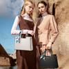 NICOLE & DORIS Damen Handtasche mit großer Kapazität und Fächern, Wasserdicht, Umhängetasche mit Schal, 2-Wege Schultertasche, Standfest, PU-Leder mit