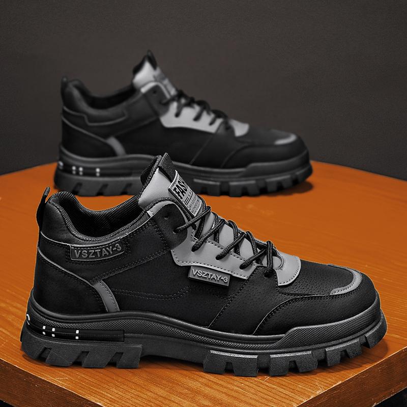 

Высокие мужские ботинки до щиколотки, повседневные, кожаные, на толстой подошве, для ходьбы, модные, роскошные, дизайнерские, рабочие, кроссовки, джинсовые, зимние 39