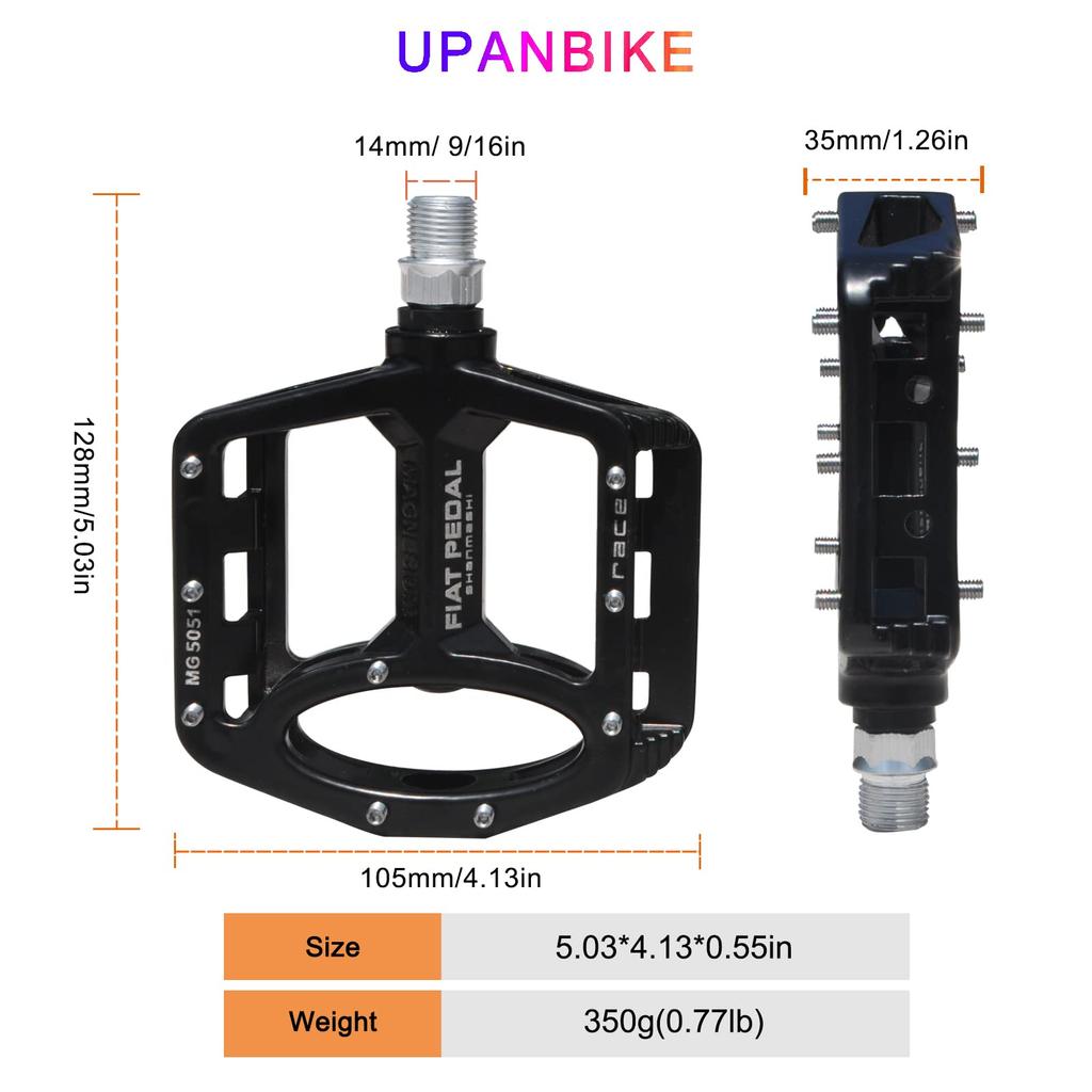 UPANBIKE Bicycle Spindle High Large Flat Magnesium Alloy for Mountain Bikes and Road Bikes Pedals, 9/16" Bearing, Strength, Non-Slip, Platform,