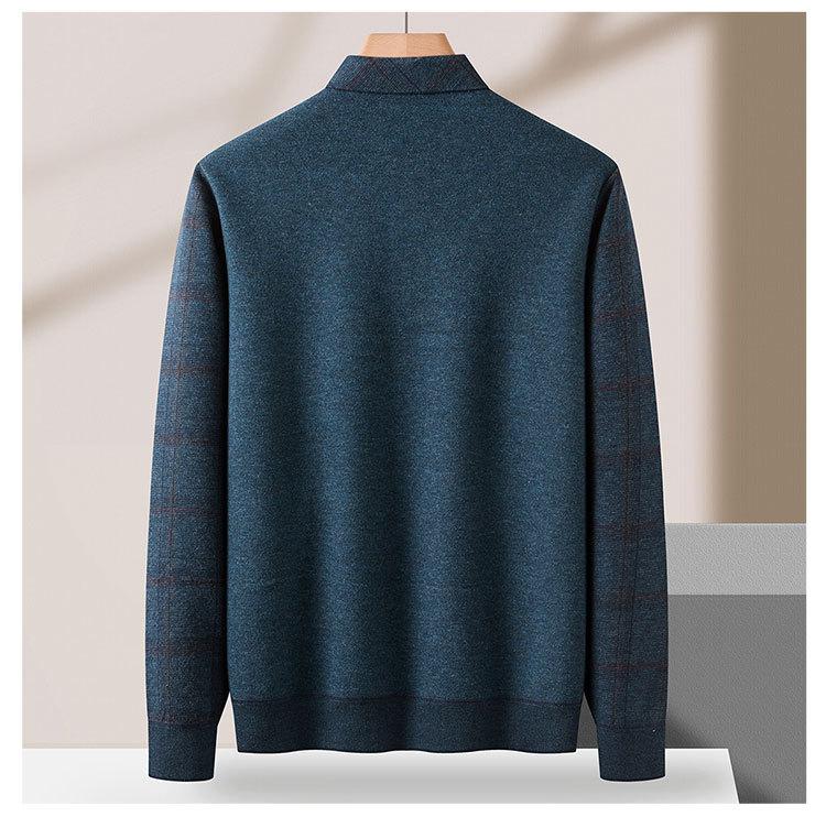Plush Shirt Men's Fake Two-Piece Knitted Shirt