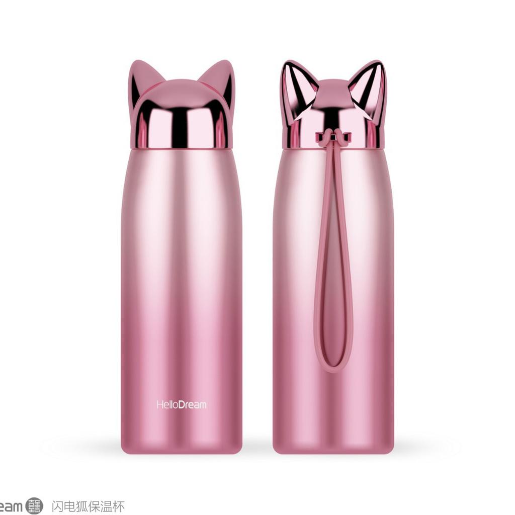 300ml Roztomilá termoska s kočičími oušky Kawaii nerezová vakuová láhev, Přenosný cestovní hrnek pro dívky a dárky