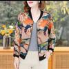 Elegant Spring/Summer Slimming Floral Baseball Jacket, Plus Size Casual Top