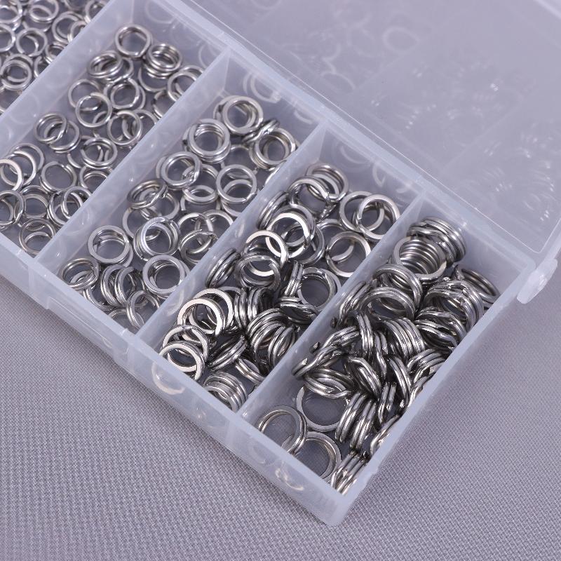 200pcs Fishing Split Ring Kit Stainless Steel O-Shaped Ring Set Fishing Lures Connectors Fishing Jigging Tackle Split Rings Set