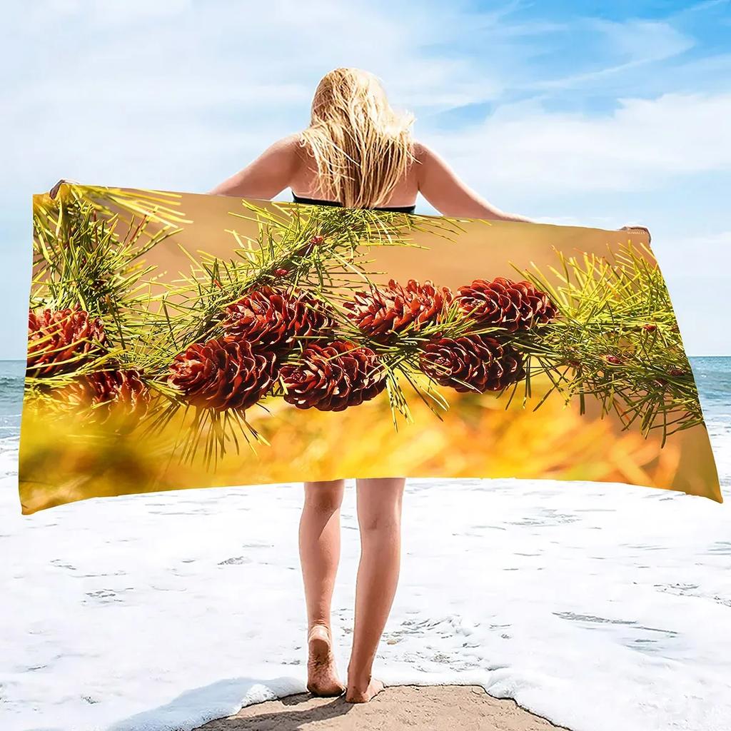 Pine Hand Towels Oversized Microfiber Beach Towel for Travel, Quick Dry Towel for Swimmers Sand Proof Beach Towels for Men Girls