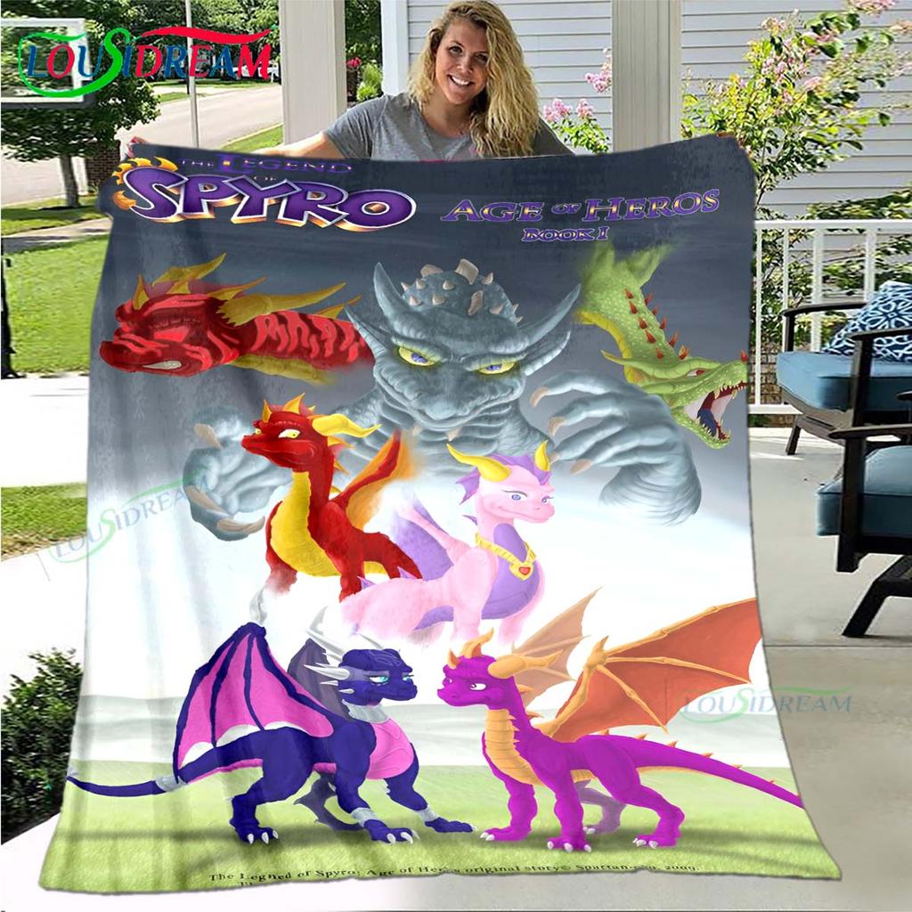 3D Klasické hry S-Spyro Drak Deka Hvězdné Umění Flanelová Tenká Deka Přenosná Domů Cestování Kancelář Deka na Obědovou Přestávku Dárek