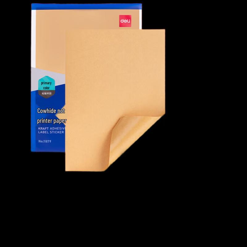 Deli 11879 A4 Self-Adhesive Kraft Label Paper, 80 Sheets