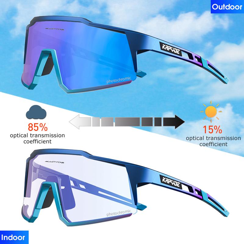 Kapvoe Photochromic Cycling Glasses Outdoor Sports Men Bike Glasses Women Mountain Bicycle Riding Protection Goggles Eyewear