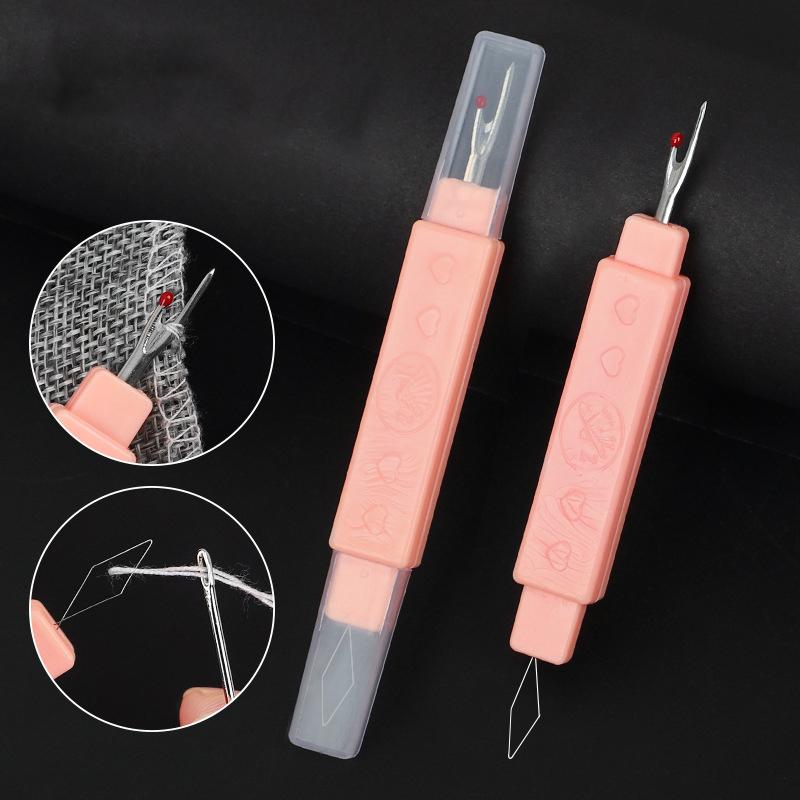 1Pc Home Thread Cutter Double Head With Protective Cover 2-In-1 Sewing Needle Threader Seam Ripper Dual Purpose Sewing Tool