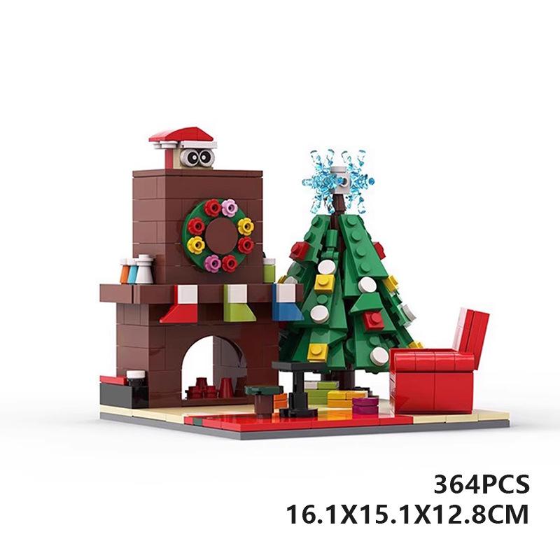 Winter Kamin Hausdekoration DIY Szene Baustein Zusammenbaumodell Kinderspielzeug Erwachsenengeschenke