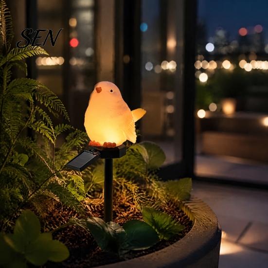 Warm White Patio Pathway Lights Solar Bird Garden Light, Waterproof Figurine Lawn Rustproof Metal Stake LED Lamp for Outdoor Yard Flower Bed