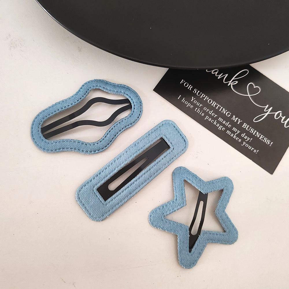 

3 шт. Модные крутые джинсовые квадратные заколки для волос со звездой BB, боковые зажимы для волос для женщин, девушек, корейские аксессуары для волос, головной убор, украшение