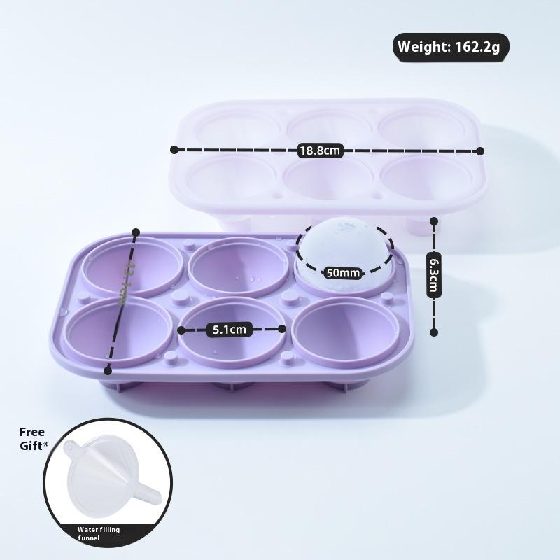 6-Hole Silicone Ice Ball Maker Large Big Round Sphere Ice Shape Cube Mold Tray For Freezer Whiskey Cocktail Bar Tools