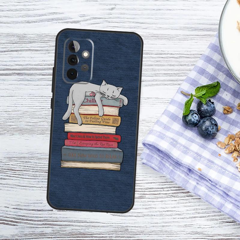 Read Books ilustrační Obal pro Samsung Galaxy A15 A25 A35 A55 A53 A33 A13 A52 A32 A12 A51 A71 A14 A34 A54 Pouzdro