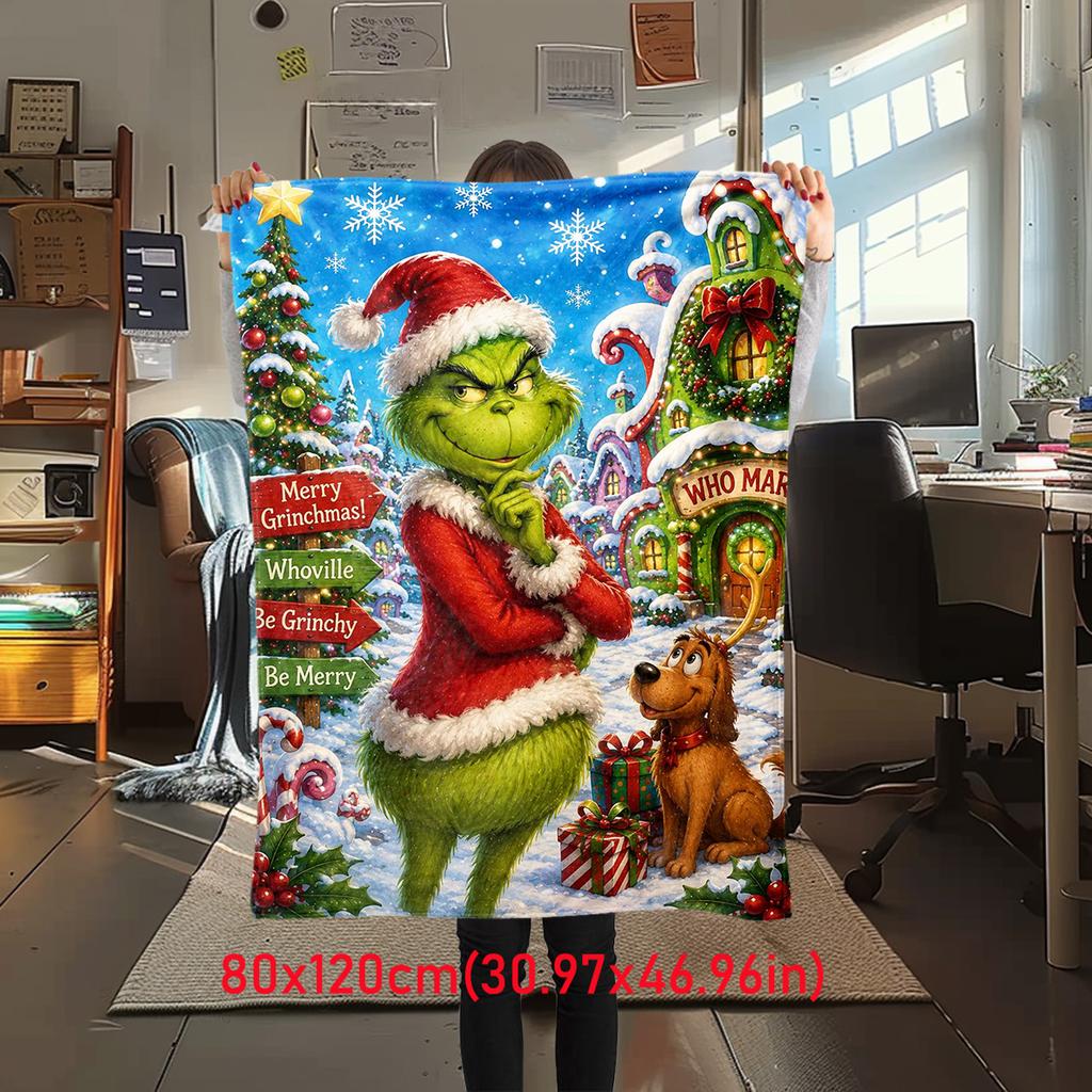 Christmas Gift Comedy Movie How the Grinch Stole Christmas blanket home warming, four season bed decoration sofa cover flannel throwing blanket K23