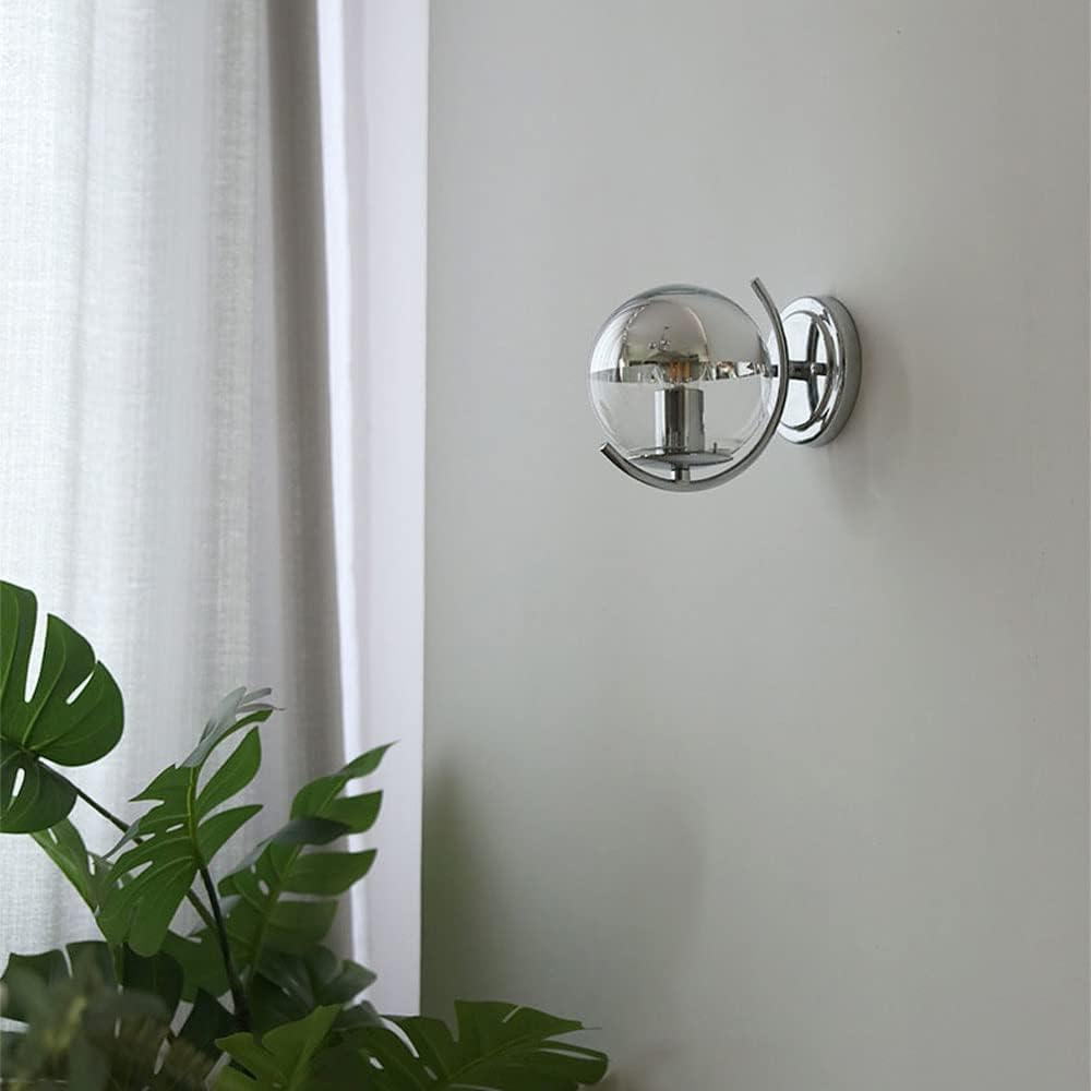 

Светодиодный настенный светильник для помещений, настенный светильник-глобус, хромированный настенный бра, современный стеклянный настенный светильник, светильник для изголовья в стиле середины века, бра E27 для