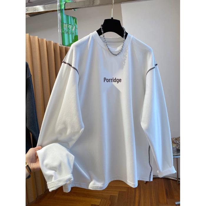 

Plus Size Korean Cartoon Embroidery Long Sleeve T-Shirt for Women - Autumn/Winter Casual Loose Fit L белый