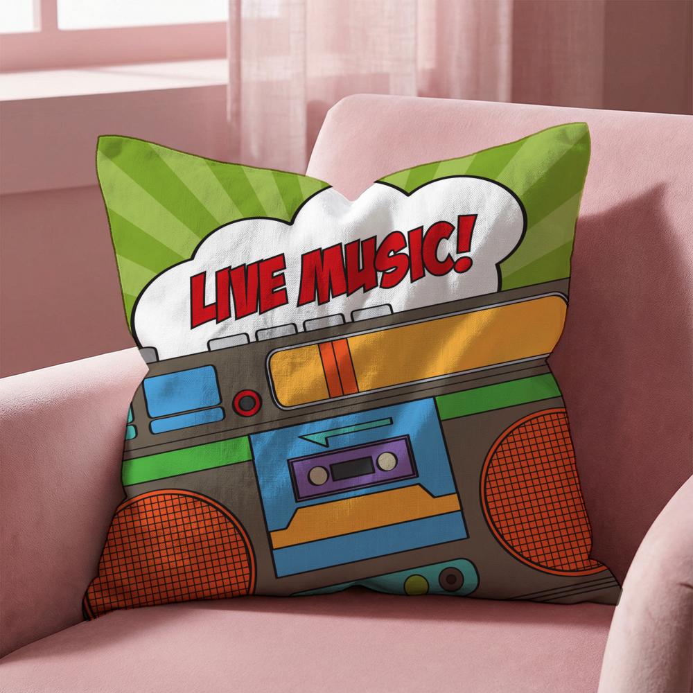 Retro Speaker Piano Rock Cushion Cover Multi-Scene Pillow Cover for Home & Car - Reversible, Soft & Durable for Daily Use