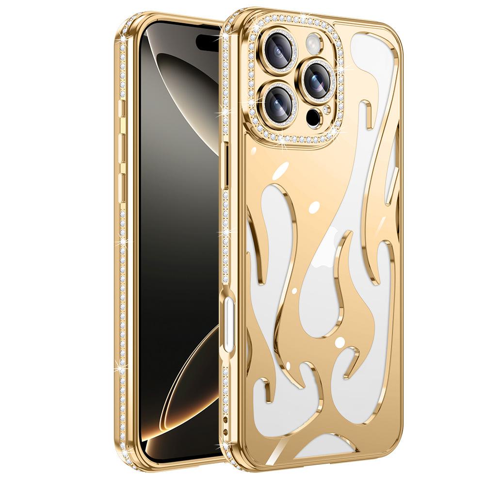 Flame Hollow Heat Dissipation Case for Apple 16promax Phone Case for IPhone 15 Rhinestone 14 Anti Drop Protective Cover