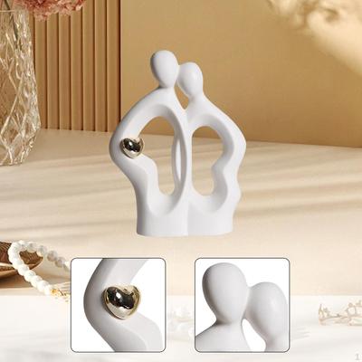 Couple Figurine Abstract Figure Sculpture Lover Statue Desktop Ornament for Office Cabinet Bookshelf