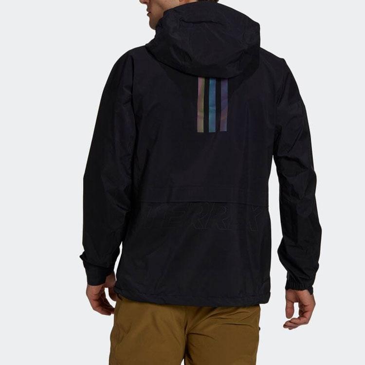 Adidas Solid Color Logo Stripe Casual Hooded Jacket Men Outerwear Black GM4817