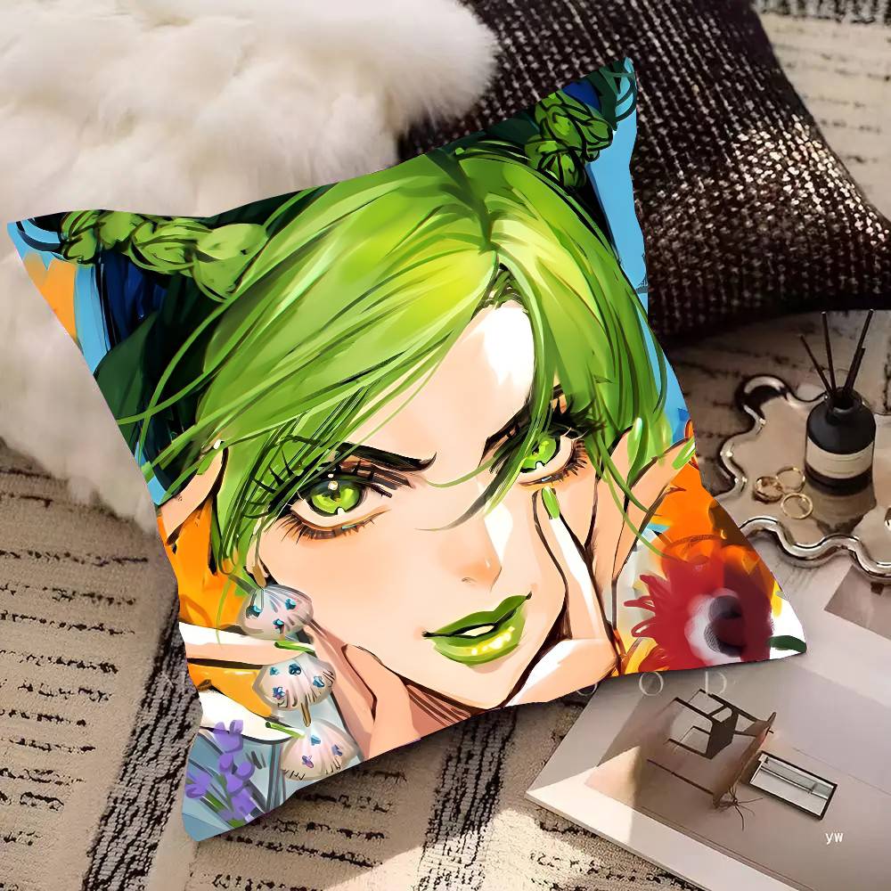 Anime JoJo's Bizarre Adventure Jolyne Cujoh Pillow Case Square Pillow Bedroom Sofa Leisure Comfort Cushion Car Home Decoration