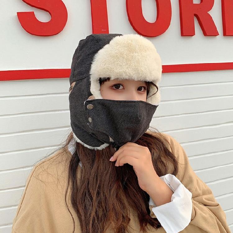 Winter Bomber Cap Plush Hat Lovers Outdoor Climbing Hat Windproof Padded Earmuff