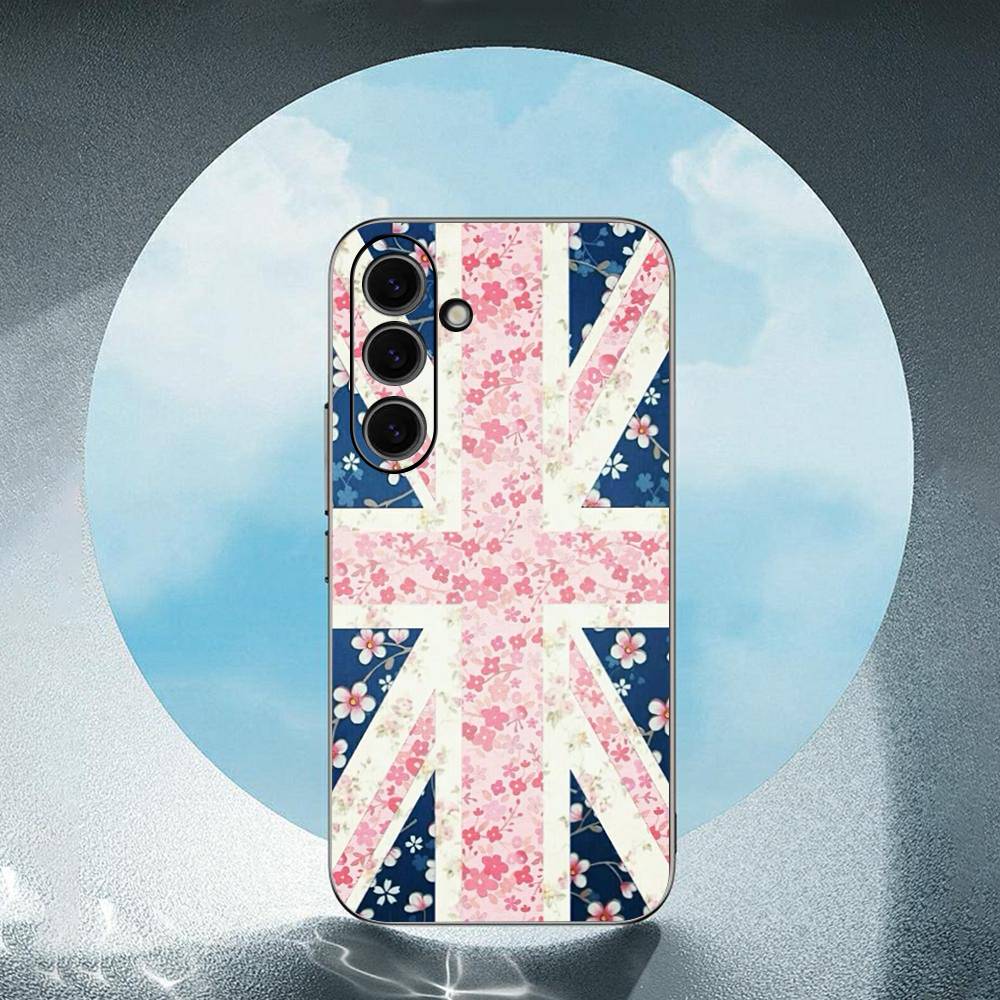 Uk Flag For Samsung Galaxy S25 S24 S23 Ultra S22 S21 Plus S20 Black Soft Silicone Protective Case