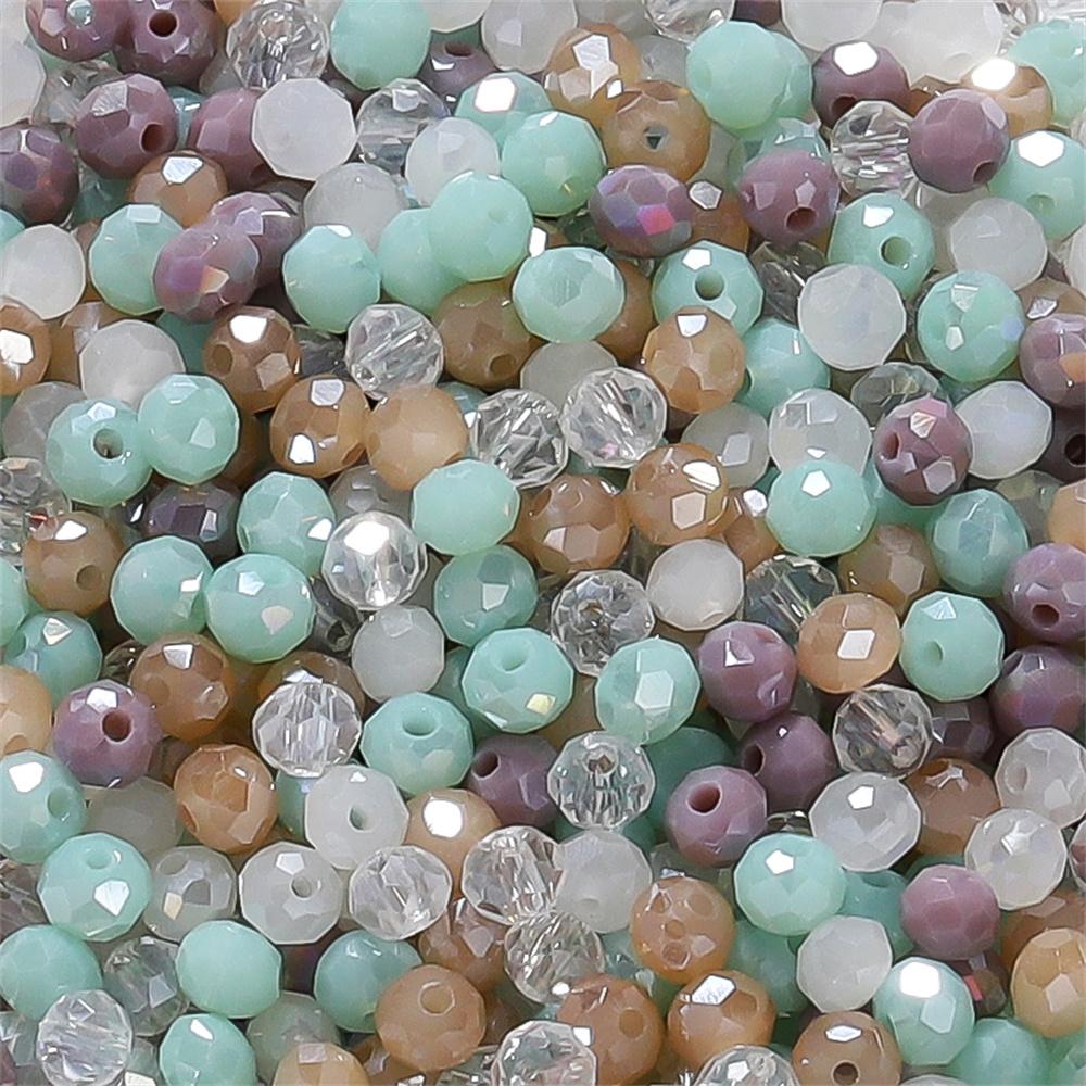 1000pcs 3*4mm Mix Color Rondelle Faceted Glass Beads Loose Spacer Crystal Round Beads for Jewelry Making DIY Necklace Bracelet