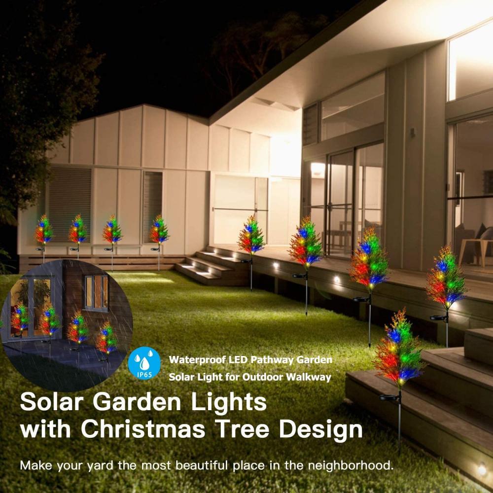 2 PACK Solar Weihnachten Kiefer Zypresse Rasen Lichter LED Festliche Dekorative Boden Lichter Wasserdichte Solar Lichter für Garten Dekoration