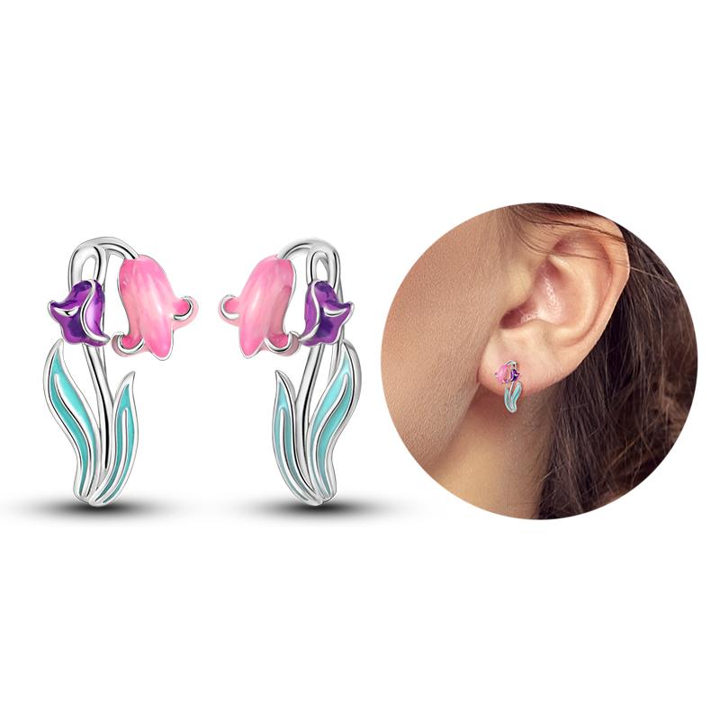 Silver 925 Heart CZ Cubic Zircon Round Daisy Flower Trio Stud Earrings for Women Silver S925 Original Fashion Jewelry