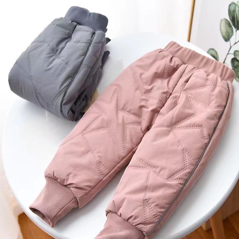 Autumn Winter Children Leggings Warm Pants Boys Girls Down Cotton Trousers Kids Elastic Waist Thick Children's Clothes