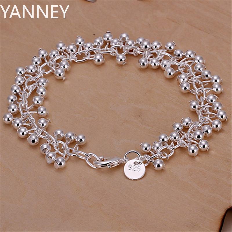 

925 Sterling Silver Bracelets Charms Bead Chain Fashion Cute Nice Women Grapes Bracelet Wedding Jewelry wholesale 19cm