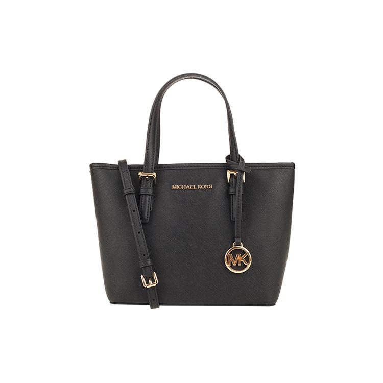 New MICHAEL KORS Jet Set Cow Leather Tote Bag Shopping Bag Handbag Shoulder Bag Small Size Women's Pure Black 35T9GTVT0L-BLACK