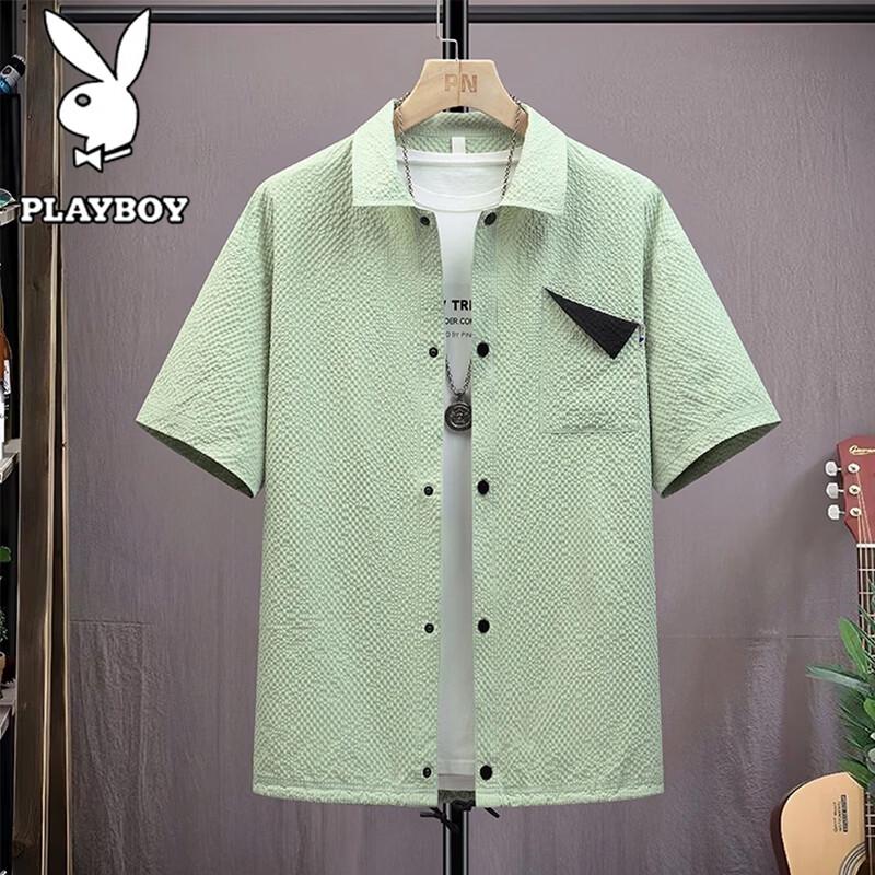 PLAYBOY Men s Summer Thin Casual Short-Sleeve Shirt XL