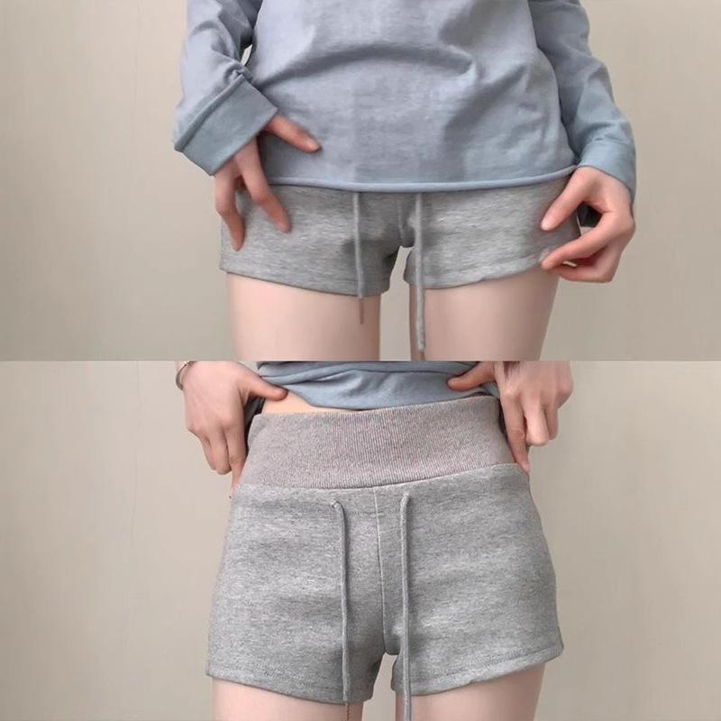 

Women s Spicy Low-Rise Drawstring Sports Shorts – Slim Fit, Hip-Hugging Summer Outerwear Extra Large серый