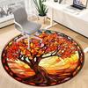 1pc Autumn Tree Office Round Area Rug, Under Office Chairs Bedroom Living Room Home Decor, Room Deco