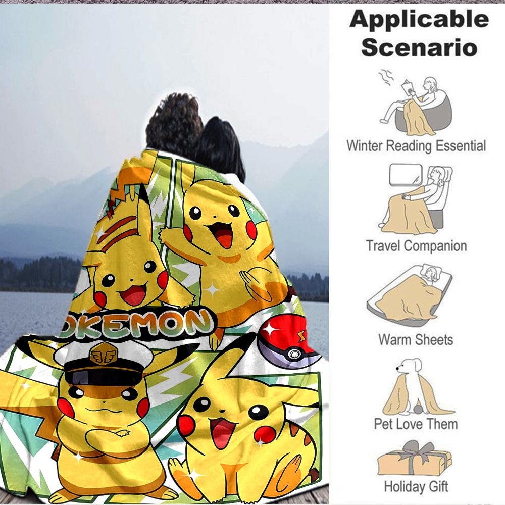 1pc , Pokémon Blanket Lightweight Flannel Blanket Throw Blanket For Sofa, Bed, Travel, Camping, Livingroom, Office, Couch