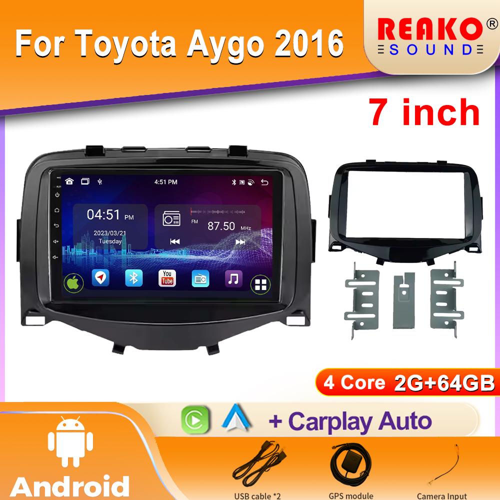 

Автомобильный радиоприемник, мультимедийный проигрыватель Android для Toyota Aygo 2015 Peugeot 108 2020 Citroen C1 2015-2022 GPS-навигация Carplay Auto 4 core 2GB+64GB carplay