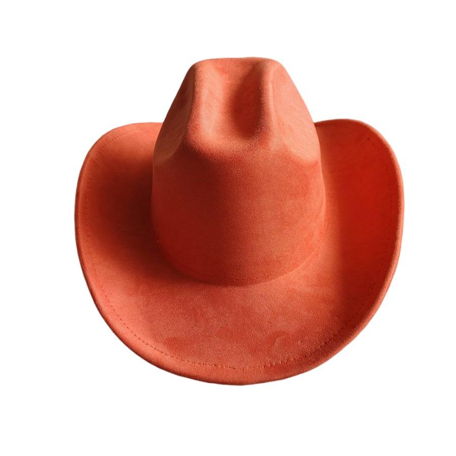 Cow Head Belt Suede Leather 7.5Cm Western Cowboy Fedora Hat Women'S Men'S Church Jazz Hat Fashion Travel Party Hat Denim Hat