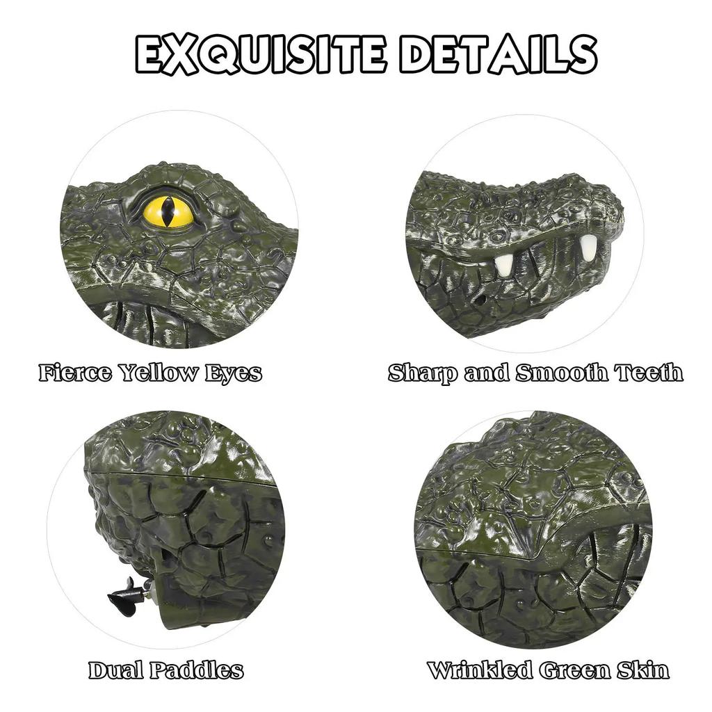 RC Boat Simulation Crocodile Head 2.4G Remote Control Joke Alligator Decoy Electric Toys Summer Water  Spoof robot Toys gift