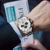 Mens Chronograph Watch Waterproof Quartz Wristwatch Steel Band Casual Business Male Clock Night Glow Display