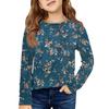 Girls' Long Sleeve Tee - Pleated Round Neck Casual Top