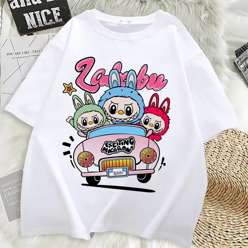 

Женская футболка с коротким рукавом Labubu Взрослая футболка с 3D-принтом Летняя повседневная модная одежда Мультяшная милая футболка Аниме топы XL