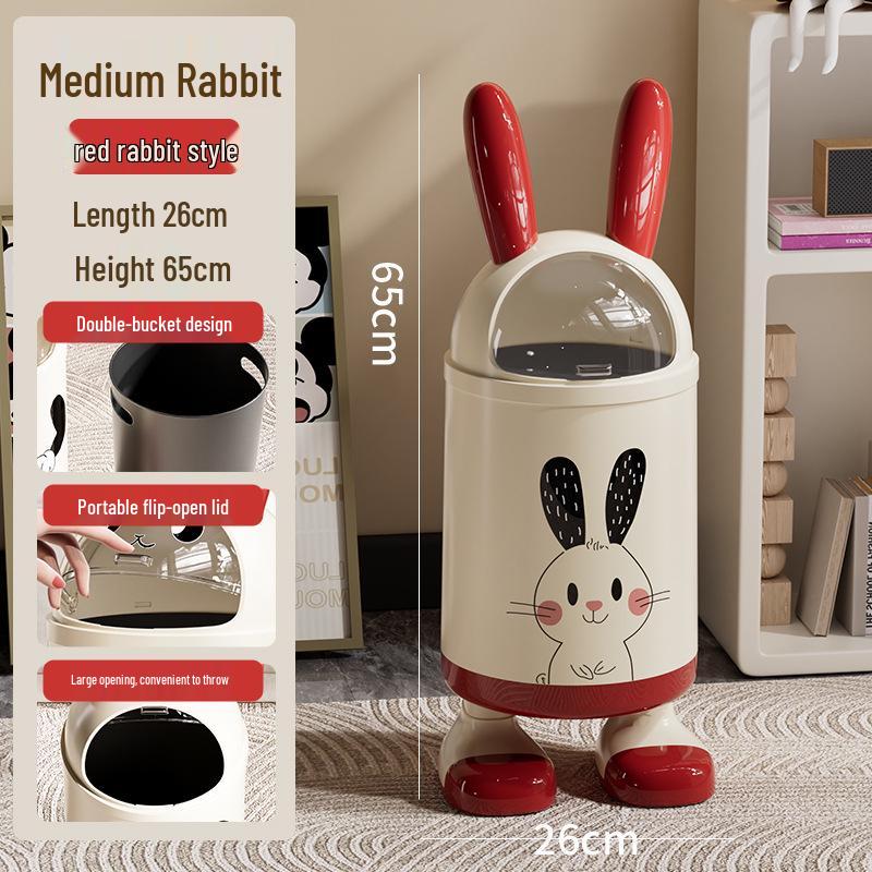 Cute Rabbit Ear Trash Can for Home, Bedroom, Living Room, or Coffee Shop