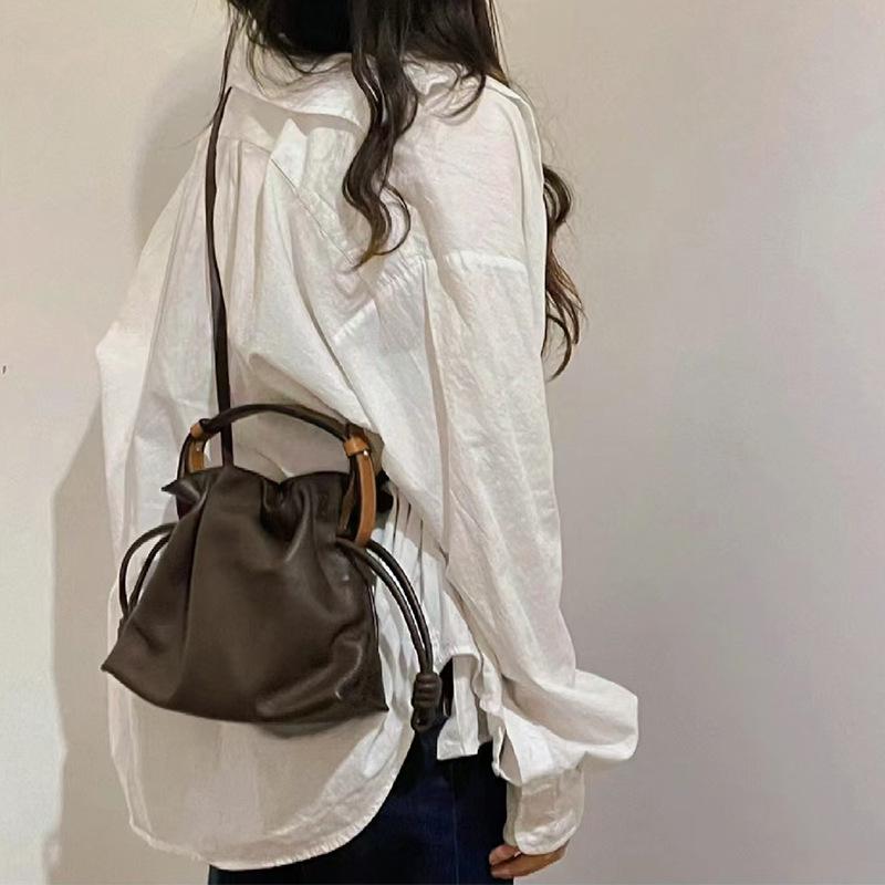 Niche Design Soft Leather Drawstring Lucky Bag, Cloud Bag, Bucket Bag, Single-shoulder Crossbody, Hand-carry Women's Bag